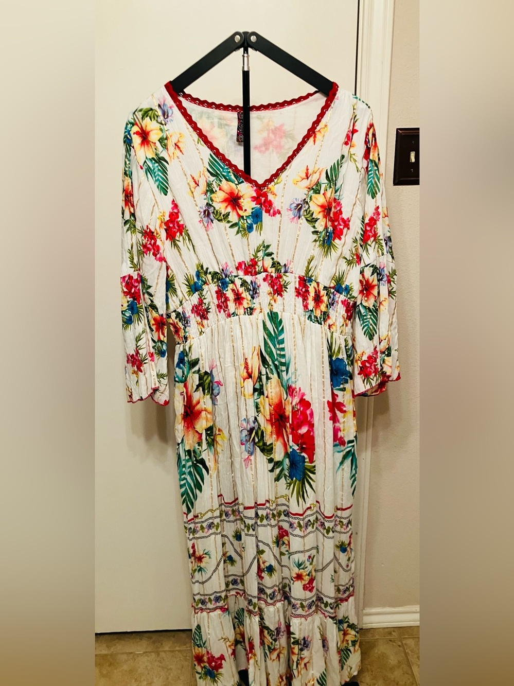 Me 2 Magic Bohemian Tropical Floral Maxi Dress - Size XXL